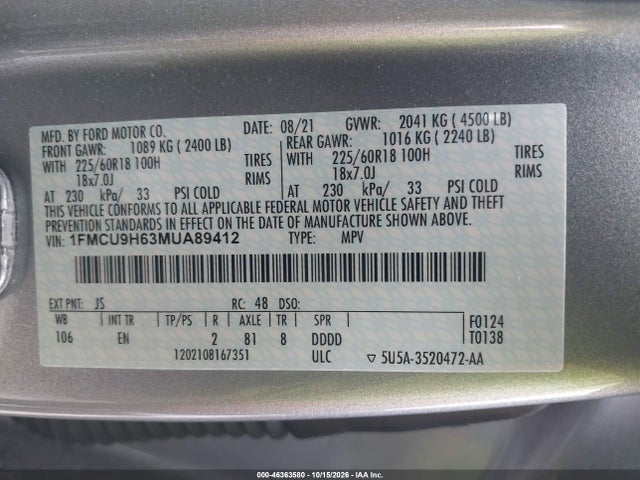 2021 FORD ESCAPE SEL 9