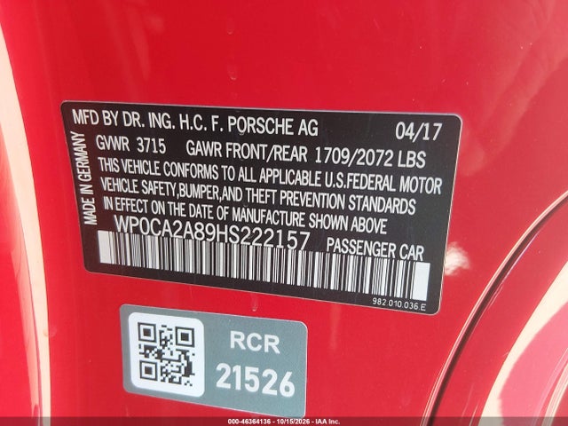 2017 PORSCHE 718 BOXSTER 9
