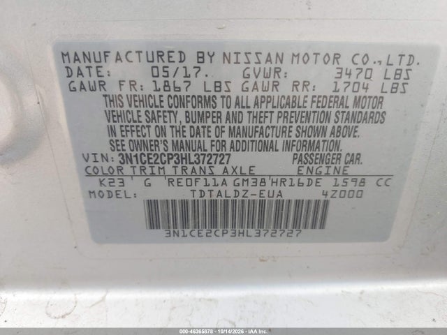 2017 NISSAN VERSA NOTE SV 9