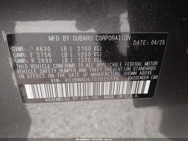 2025 SUBARU LEGACY PREMIUM 9