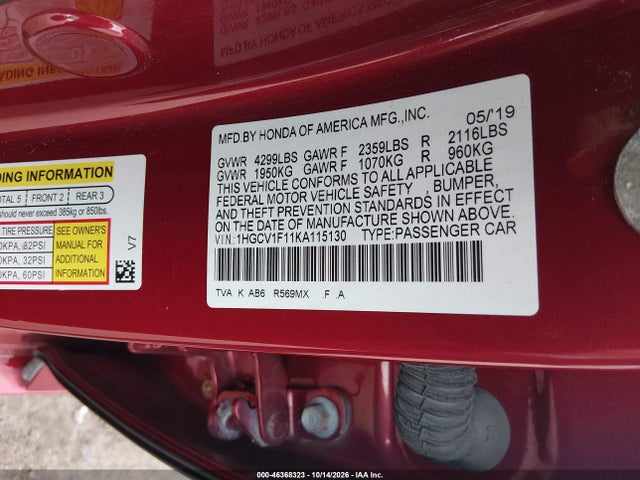 2019 HONDA ACCORD LX 9