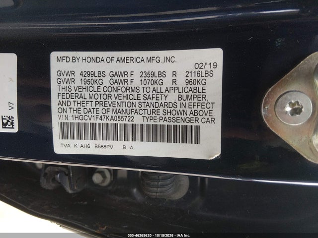 2019 HONDA ACCORD EX 9