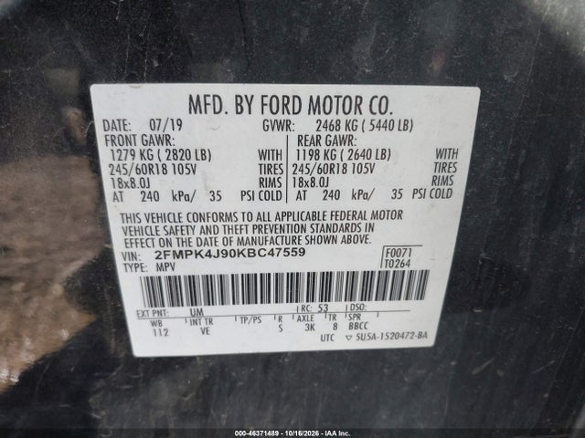 2019 FORD EDGE SEL 9