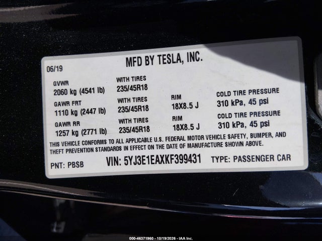 2019 TESLA MODEL 3 9