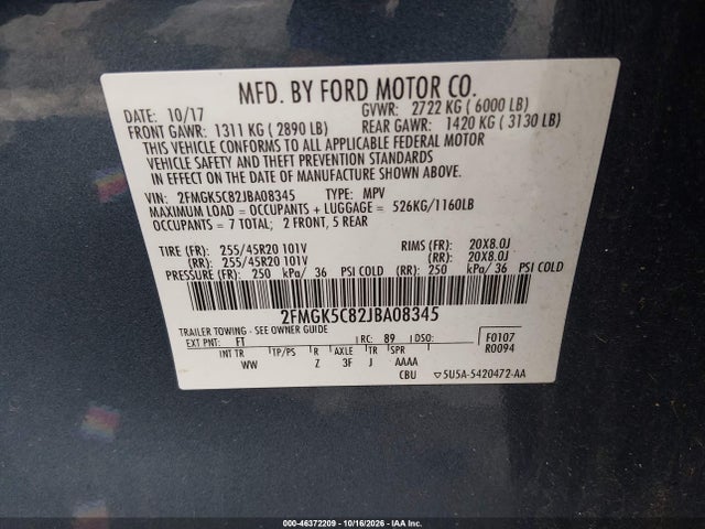 2018 FORD FLEX SEL 9