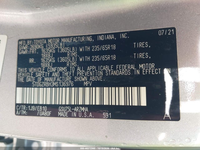 2021 TOYOTA HIGHLANDER XLE 9