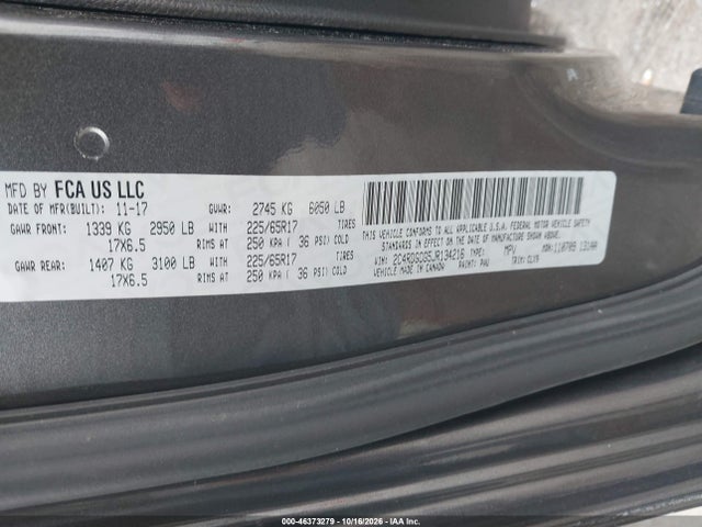 2018 DODGE GRAND CARAVAN SXT 9
