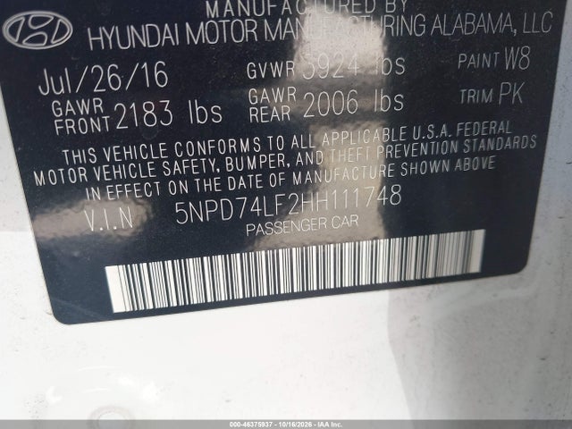2017 HYUNDAI ELANTRA SE 9