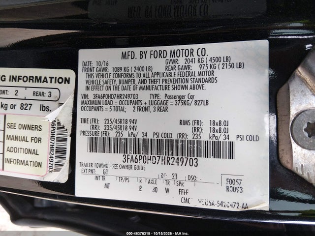 2017 FORD FUSION SE 9