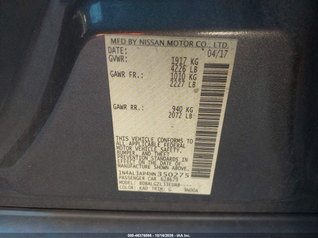 2017 NISSAN ALTIMA 2.5 S 9
