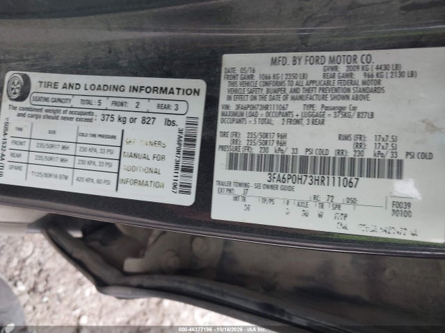 2017 FORD FUSION SE 9