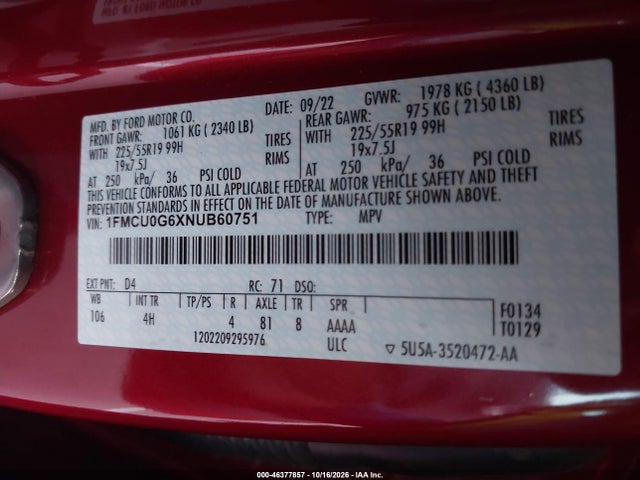2022 FORD ESCAPE SE 9