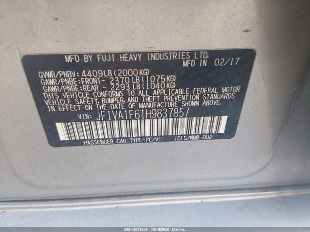 2017 SUBARU WRX PREMIUM 9