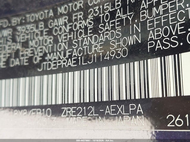 2020 TOYOTA COROLLA LE 9