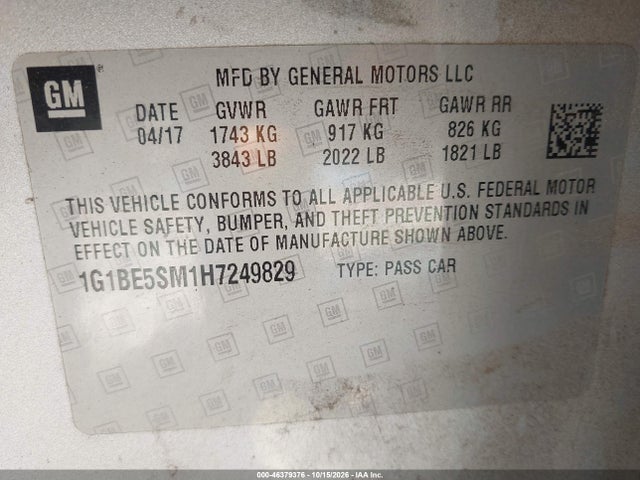 2017 CHEVROLET CRUZE LT AUTO 9