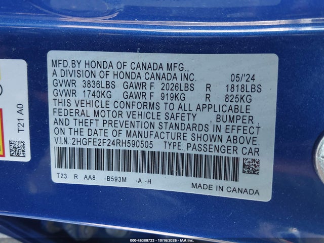 2024 HONDA CIVIC LX 9