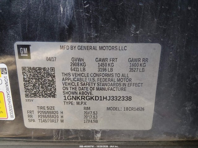 2017 CHEVROLET TRAVERSE 1LT 9
