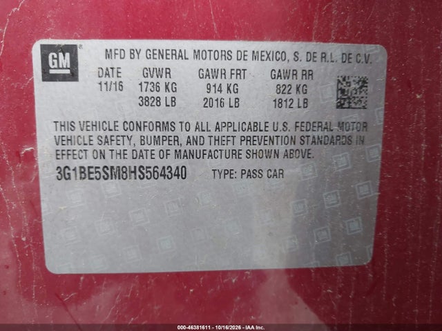 2017 CHEVROLET CRUZE LT AUTO 9