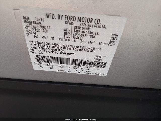 2017 FORD EXPLORER XLT 9