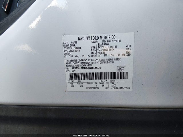 2018 FORD EXPLORER XLT 9