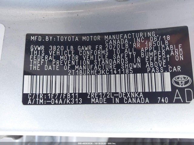 2019 TOYOTA COROLLA LE 9