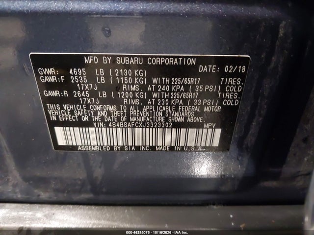2018 SUBARU OUTBACK 2.5I PREMIUM 9
