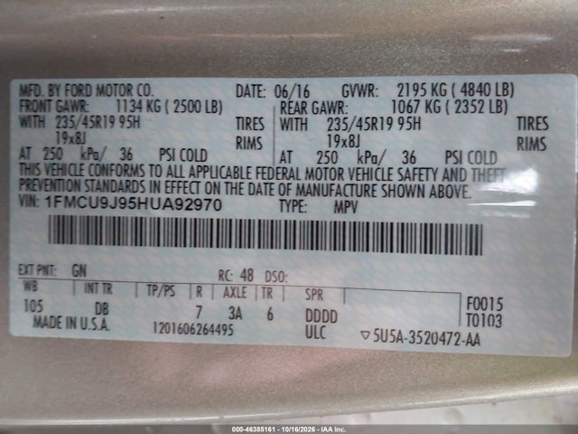 2017 FORD ESCAPE TITANIUM 9