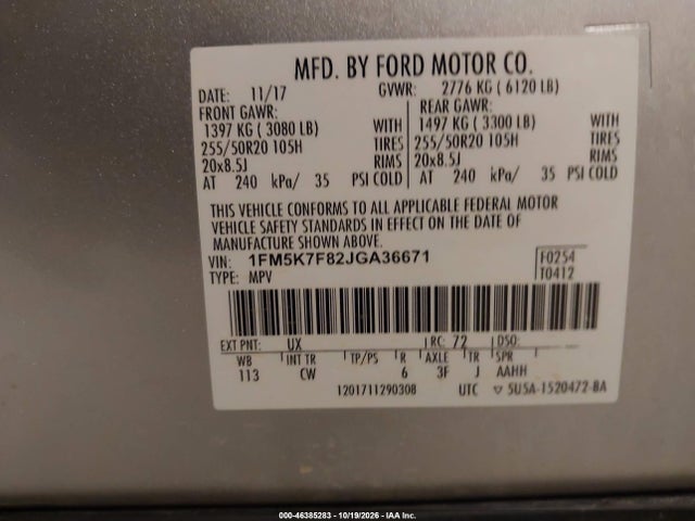 2018 FORD EXPLORER LIMITED 9