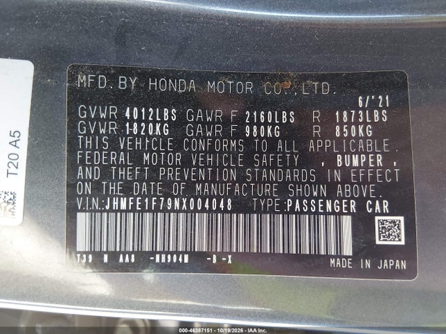 2022 HONDA CIVIC EX 9