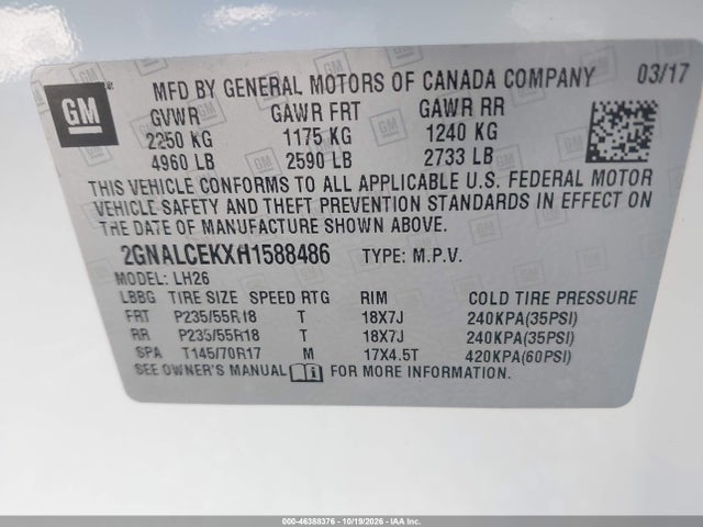 2017 CHEVROLET EQUINOX LT 9