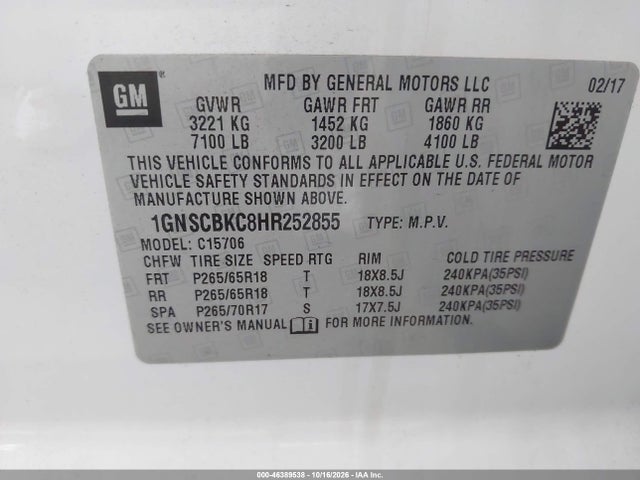 2017 CHEVROLET TAHOE LT 9