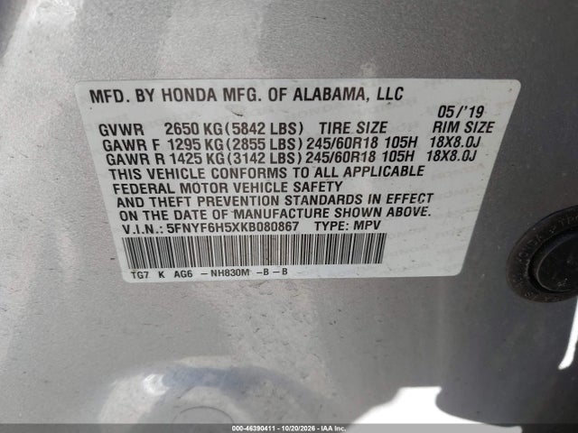 2019 HONDA PILOT EX-L 9