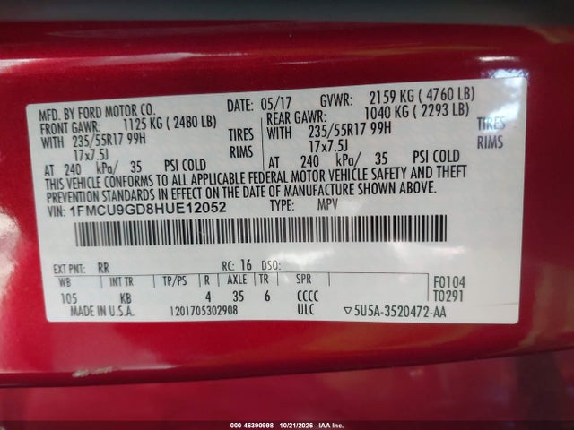 2017 FORD ESCAPE SE 9
