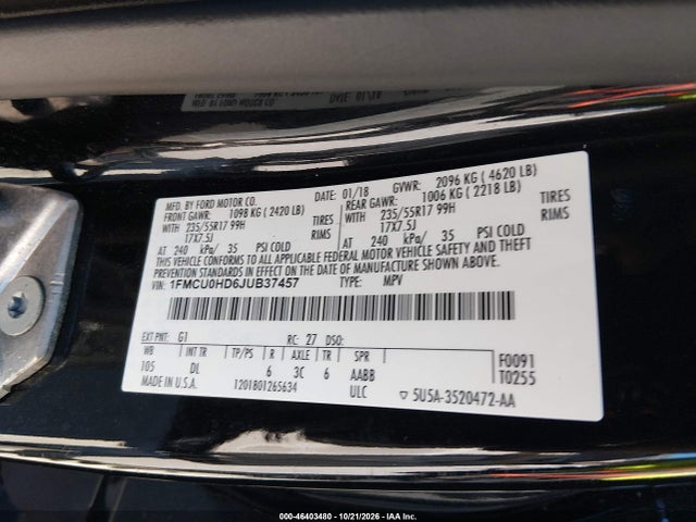 2018 FORD ESCAPE SEL 9