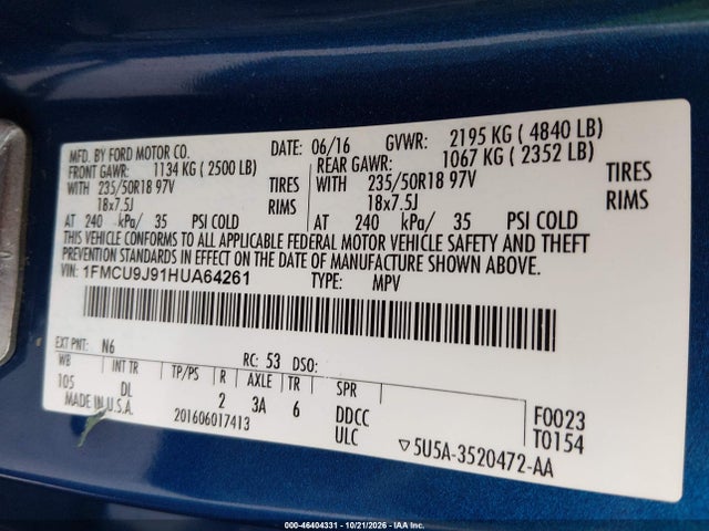 2017 FORD ESCAPE TITANIUM 9