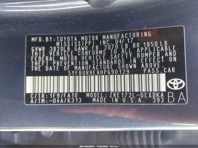 2017 TOYOTA COROLLA L 9