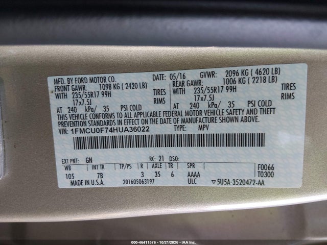 2017 FORD ESCAPE S 9