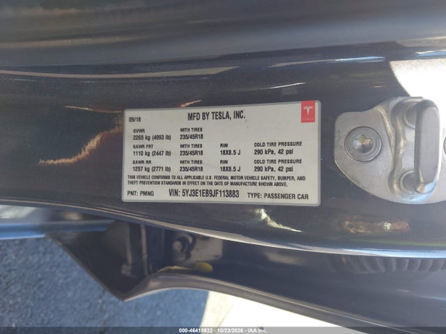 2018 TESLA MODEL 3 LONG RANGE/PERFORMANCE 9