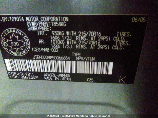 Toyota RAV4 2005 JTEHD20V850066684 Image 10