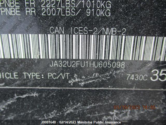 JA32U2FU1HU605098 Mitsubishi LANCER ES