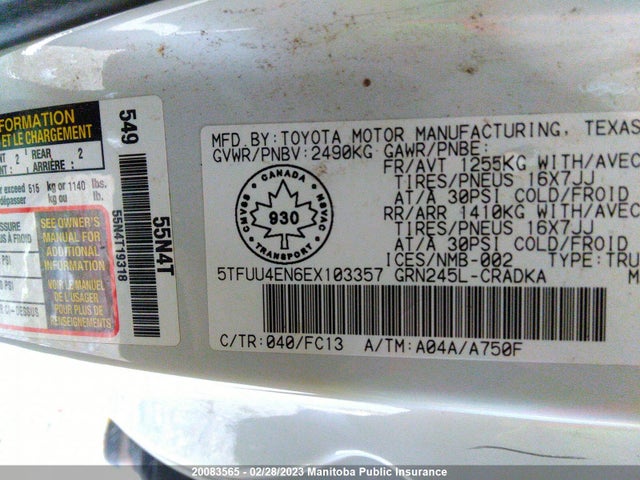 Toyota Tacoma V6 Access Cab  2014 5TFUU4EN6EX103357 Image 9