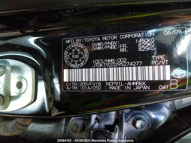 Toyota YARIS LE 2009 JTDKT923295274277 Image 10