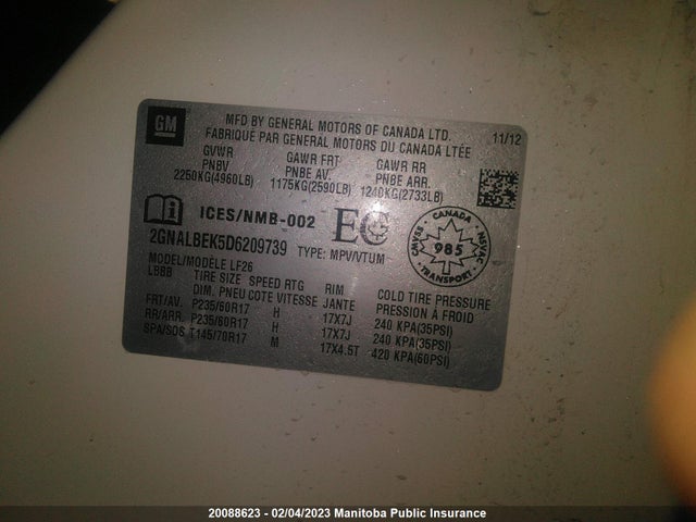 Chevrolet EQUINOX LS 2013 2GNALBEK5D6209739 Image 10
