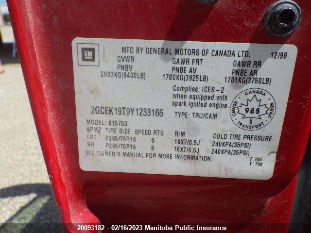 Chevrolet Silverado 1500 Ext Cab 2000 2GCEK19T9Y1233166 Image 6