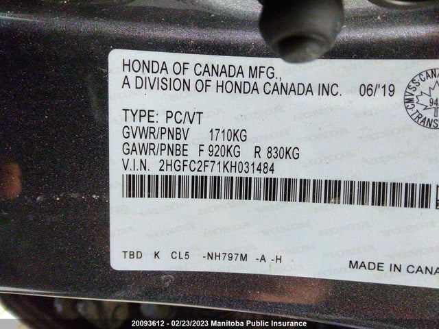 Honda CIVIC EX 2019 2HGFC2F71KH031484 Image 10