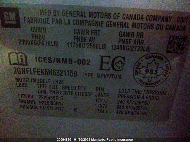 2017 Chevrolet Equinox Lt მანქანა იყიდება აუქციონზე, vin: 2GNFLFEK6H6321159, აუქციონის ნომერი: 20094860