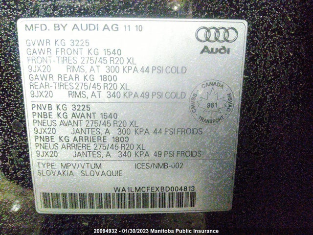 WA1LMCFEXBD004813 Audi Q7 V6 Tdi 