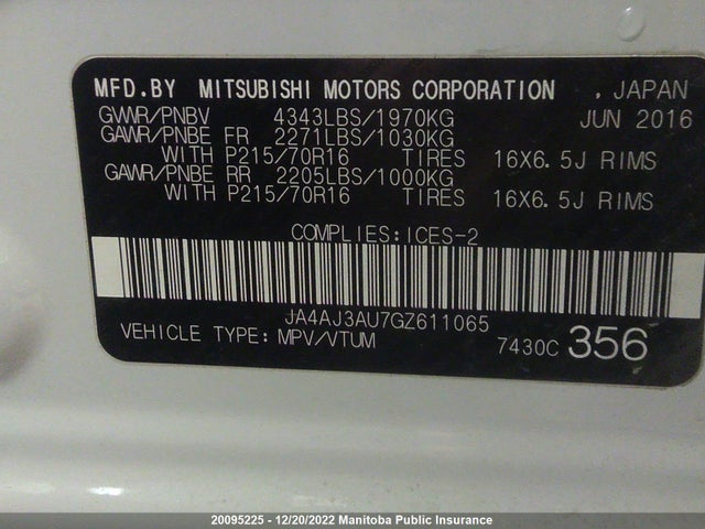 JA4AJ3AU7GZ611065 Mitsubishi RVR SE