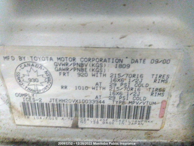Toyota RAV4 2001 JTEHH20VX10033944 Image 10