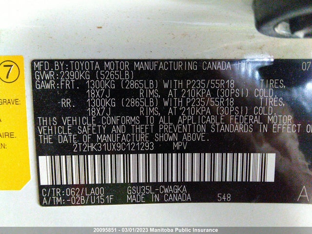 2T2HK31UX9C121293 Lexus Rx350 
